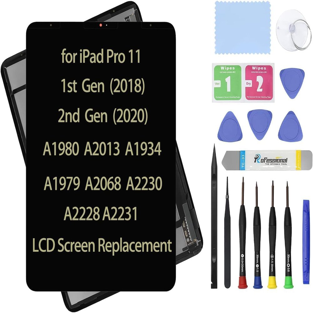 11" LCD Screen Replacement for iPad Pro 11 2nd Gen 2020 A2068 A2230 A2228 A2231 1st Gen 2018 A1980 A2013 A1934 A1979 LCD Display Assembly + Touch Digitizer + Repair Kit