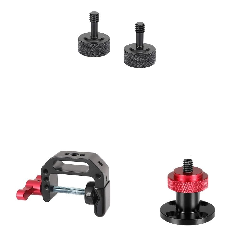 CAMVATE 1/4"-20 Thread Thumb Screw + 1/4"-20 Male Thread Screw Mount + C-Clamp