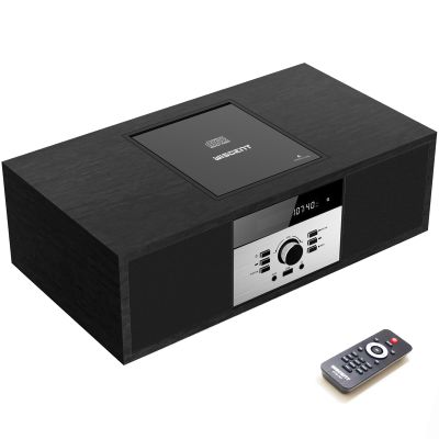 Nostalgic Bluetooth Stereo System for Home, WISCENT Vintage Micro HiFi Systems CD Player,with Bluetooth Audio Streaming,FM Radio,USB Port,Aux-in,Earphone Port (Black CD Player)