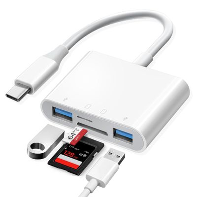 Oyuiasle USB C SD Card Reader, Type C 4-Slots Memory Card Adapter with Dual USB Ports, Supports SD, MicroSD, Compatible with iPhone 15,iPhone 16, iPad, Mac, Laptop, MacBook, Android Galaxy