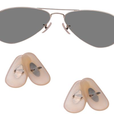 2 Pairs Replacement Nosepieces Nose Pads for Ray-Ban Aviator RB3025 RB3026 RB3044 RB3261 RB3483 Clubmaster RB3016 Sunglasses - Beige & Silver