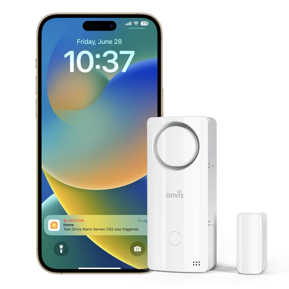Onvis 4-in-1 Wireless Door Window Contact Sensor for Alarm System and Smart Home Automation ,Thermometer, Hygrometer, Only Works with Apple HomeKit (Thread) -Need to Upgrade The Firmware to 1.6.6