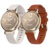 2 Pack Compatible with Garmin Lily 2 Watch Band Only, Classic Soft Silicone Sport Replacement Wristbands for Women (Starlight+Brown) view 1
