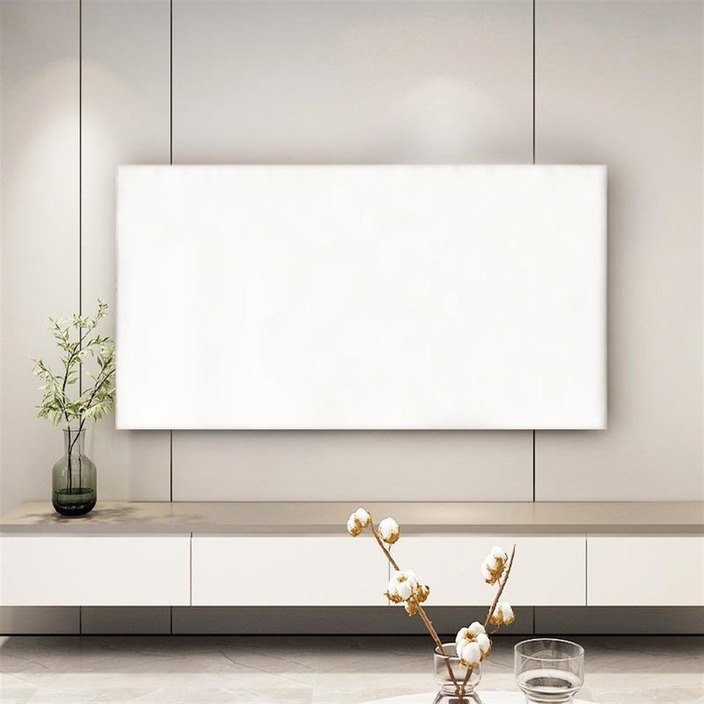 SXYAO Pure Color Dustproof Tv Cover, Hanging/Desktop Universal Stretch Fabric Tv Protective Film Applicable 32-85 Inches Flat Tv(White,55-65inches)