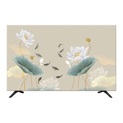 SXYAO Dustproof Tv Cover Applicable 42-85 Inches All-Inclusive Hanging Desktop Curved Surface Universal for Indoor Meeting Rooms(80-85 inch,Flower G)