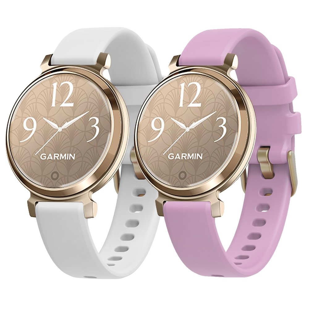 2 Pack Compatible with Garmin Lily 2 Watch Band Only, Classic Soft Silicone Sport Replacement Wristbands for Women (White+Light purple)