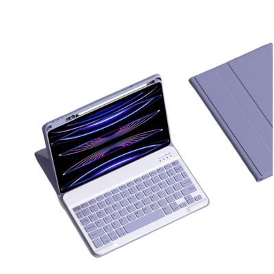 AnMengXinLing Keyboard Case for iPad Pro 13 (M4/M5) 2024/2025, Slim Cute Candy Color Magnetic Detachable Keyboard Cover with Upper Pencil Holder, Purple