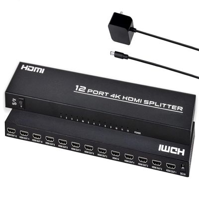 4K HDMI Splitter 1 in 12 Out, Powered HDMI Distributor Support 4Kx2K@30Hz Full HD for PC Laptop PS4 Xbox HDTV Office Home Teaching