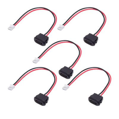 chenyang 5 Pack 2.0mm Pitch 2Pin to USB C Female DC 5V 3A Flush Mount Charging Socket Port Conversion Cable Adapter