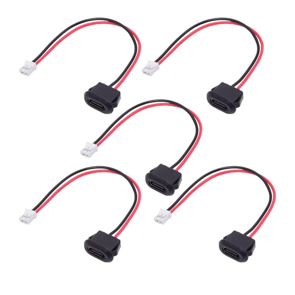 chenyang 5 Pack 2.0mm Pitch 2Pin to USB C Female DC 5V 3A Flush Mount Charging Socket Port Conversion Cable Adapter