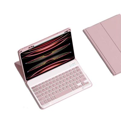 AnMengXinLing Keyboard Case for iPad Pro 13 (M4/M5) 2024/2025, Slim Cute Candy Color Magnetic Detachable Keyboard Cover with Upper Pencil Holder, Pink