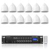 Sound Town Commercial Restaurant Bluetooth Amplifier + Pendant Speaker Set, with One 6-Zone 70V/100V Amplifier with Bluetooth, 12 x Weather-Resistant 6.5-Inch Pendant Speakers, White (STCA360X12PD6W) view 1