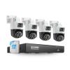 ZOSI 4K Dual-Lens PoE Security Camera System, 4 x 4K 8MP Pan/Tilt (2x4MP) PoE 360 Camera Outdoor, Person/Vehicle Detect, Spotlight Siren, Color Night Vision, 8CH 8MP NVR with 2TB HDD (16CH Expandable) view 1