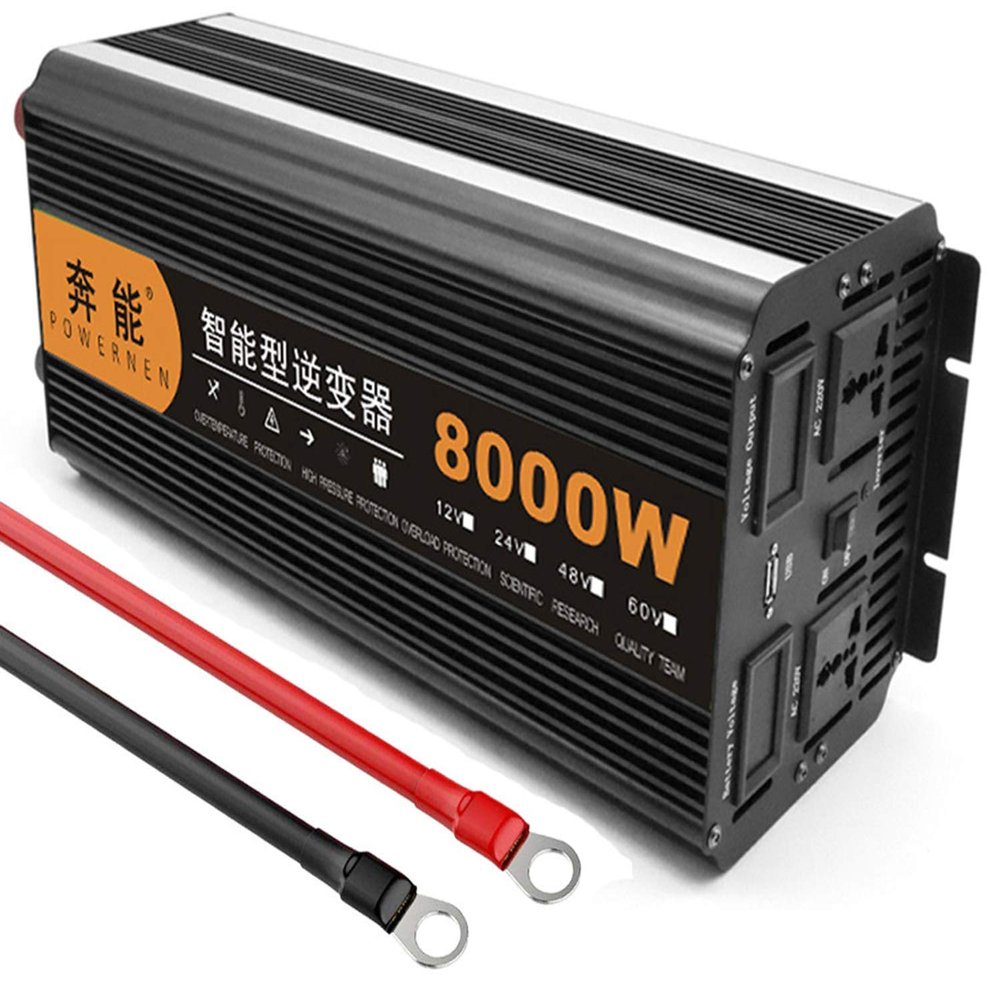 4000w Power Inverter Pure Sine Wave (8000w Peak) 12V24V DC to 230V/240V AC Converter-2AC Outlets Inverter with One USB Port for Caravan Camping Boat,12V