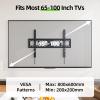 USX MOUNT Heavy Duty Fixed TV Wall Mount for 65-100 inch Flat TVs, Max Load 200 Lbs, Low Profile Bracket Fits 16" 18" 24" 32 inch Stud Spacing, Max VESA 800x600mm for Most 65 75 85 86 90 98 100 TVs view 4