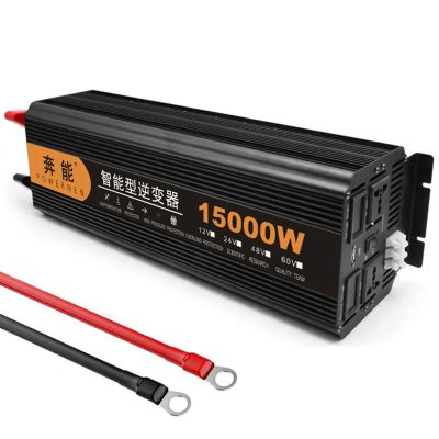 7000 Watt Sine Wave Inverter Peak Power 15000 Watt DC 12V/24v to 220V 230V 240V AC Converter - 2 AC Outlets Power Inverter with USB Ports for Caravan Camping Boat,12V