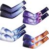 Newcotte 4 Pairs UV Sun Protection Arm Sleeves Cooling Sports Sleeve Anti Slip Ice Silk Warmers Arm Covers for Men Women(Purple,Medium) view 1