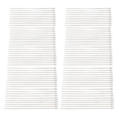 100Pcs Metal Heavy Steel Cable Tie Tool 304 Stainless Steel 0.18 x 0.01 x 10.63in Metal Tie Wrap Kit Self Locking Metal Steel For Vehicles,Farms