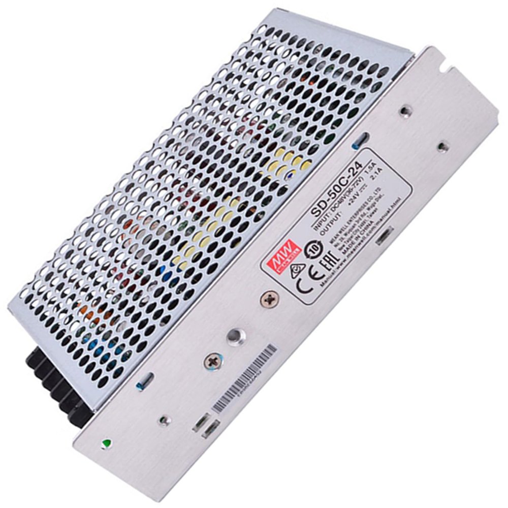 Mean Well 50W Single Output DC-DC Converter 12V to 24V 2.1A Power Supply SD-50C-24 with Short Circuit Protection
