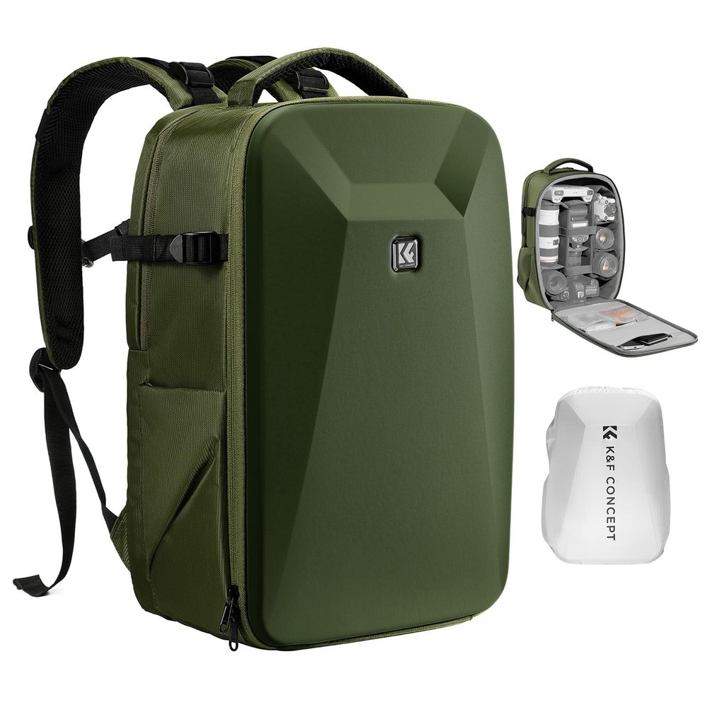 K&F CONCEPT Camera Backpack,Hardshell Photography DSLR Camera Bag with 15-15.6 Inch Laptop Compartment Hard Shell Camera Case Compatible with Canon/Nikon/Sony/DJI Mavic Drone