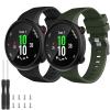 2 Pack Waterproof Band Compatible with Garmin Forerunner 45 Watch Band, Soft Silicone Sport Replacement Watch Band for Women Men (Black/Green) view 1