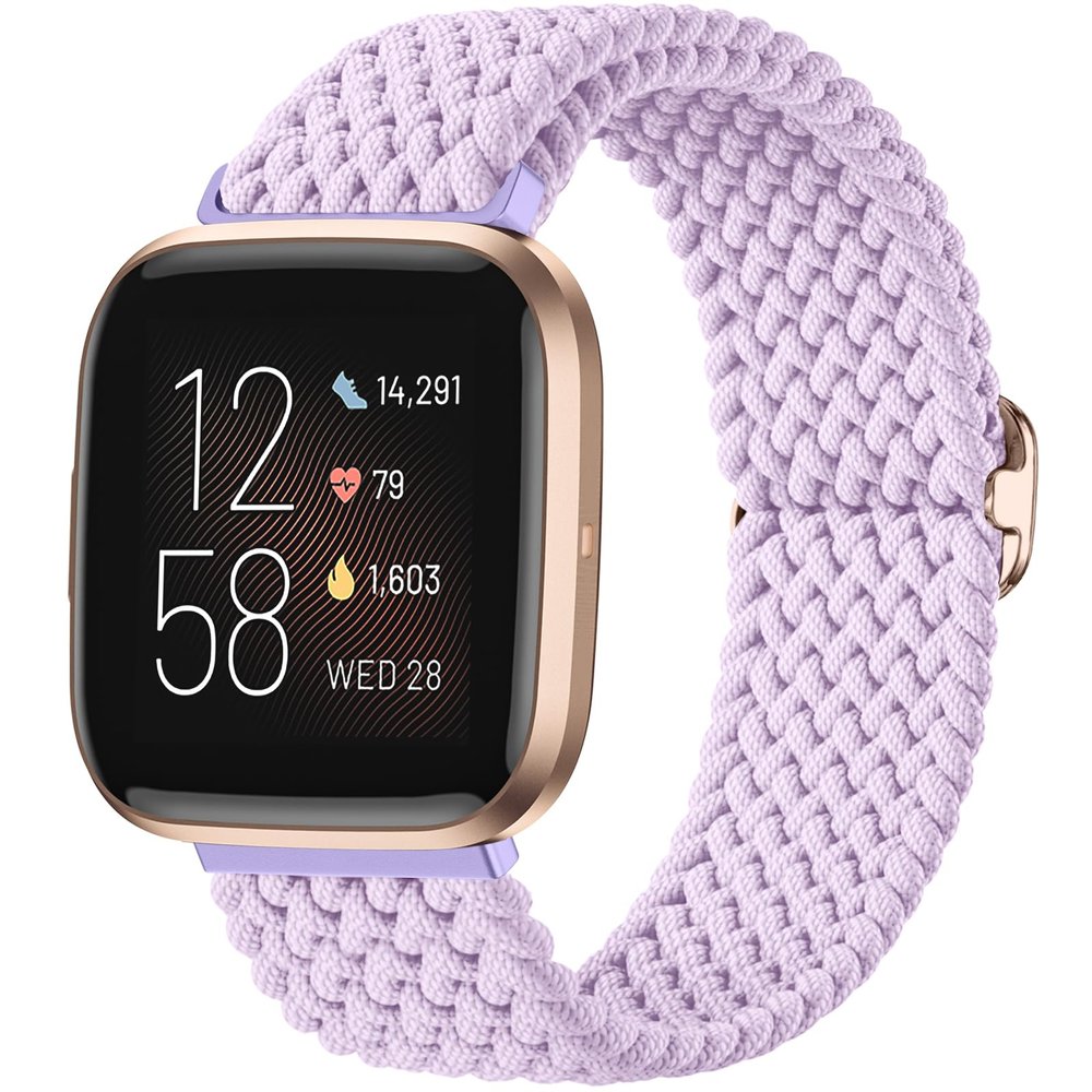 Maledan Compatible with Versa 2 Bands and Versa Bands for Women Men, Braided Soft Stretchy Bracelet Sport Straps for Versa 2/ Lite/SE/Versa Strap Accessory, Lavender