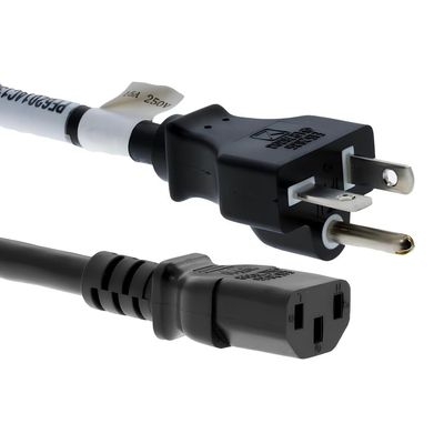 CablesAndKits - Heavy Duty AC Power Cord 15ft (4.5m) - 15Amp /250 Volts, 14 AWG, 6-20P to C13, (NEMA 6-20P to IEC-60320-C13) - Male to Female Extension Cable for PCs and Network Equipment - (Black)
