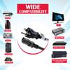 CablesAndKits - Heavy Duty AC Power Cord 15ft (4.5m) - 15Amp /250 Volts, 14 AWG, 6-20P to C13, (NEMA 6-20P to IEC-60320-C13) - Male to Female Extension Cable for PCs and Network Equipment - (Black) view 4