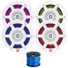 4X 8 500 Watts Peak Power 3-Way Convertible Marine Audio White Speakers, 50 Feet 16 Gauge Speaker Wire view 1