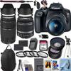 Canon EOS Rebel T7 DSLR Camera with EF-S 18-55MM F/3.5-5.6 is II+ EF 75-300mm f/4-5.6 III Lenses + 50'' Tripod + Camera Shoulder Bag + Deluxe Accessory Bundle, Black (Renewed) view 1
