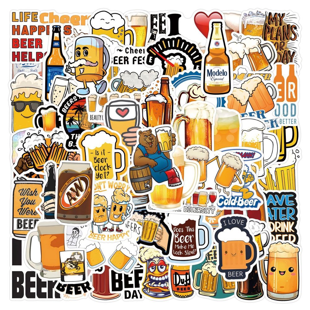 110Pcs Funny Beer Stickers for Adults Man, Vinyl Waterproof Cute Cup Stickers for Water Bottles Beer Glass Luggage, Eikecy Cartoon Stickers Gifts for Boy Friend Husband