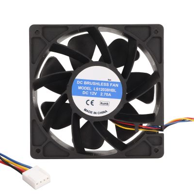 12cm High Airflow Cooling Fan with 120x38mm 6000rpm 12V 2.7A 4pin FG DC Brushless PWM Black Computer Case Fan for Camera Servers