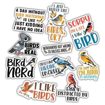 10pcs Bird Lover Sticker Sheet, Cute Vinyl Decals for Birdwatchers, Nature Fans, Animal Lovers, Waterproof, UV-Resistant, for Laptop, Water Bottle, Journal, Notebook, Phone Case
