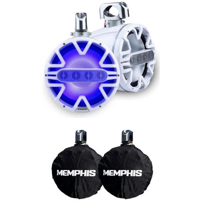 Memphis Audio 1 Pair of MM105TW 10" White Tower Array Speakers with MM105TCVR Outdoor Cover