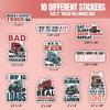 10pcs Truck Driver Sticker Sheet, Funny Vinyl Decals for Long Haul Drivers, Semi Truck Fans, and Road Lover, Waterproof, UV-Resistant, for Laptop, Water Bottle, Journal, Notebook, Phone Case view 2
