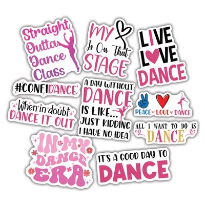 10pcs Dance Sticker Sheet, Cute Vinyl Decals for Dancers, Instructors, and Dance Lover, Waterproof, UV-Resistant, for Laptop, Water Bottle, Journal, Notebook, Mirror, Phone Case