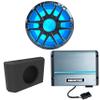 Memphis MM1224 12" Marine Subwoofer with MM600.2V 2-Channel Marine Amplifier and Single 12" Enclosure Compatible with Ford Bronco Tailgate view 1