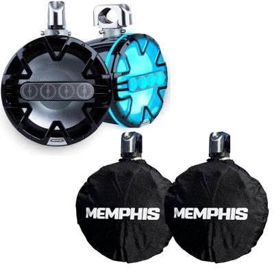 Memphis Audio 1 Pair of MM105TB 10" Tower Speakers with Advanced Tower Array Construction and MM105TCVR 10" Outdoor Cover