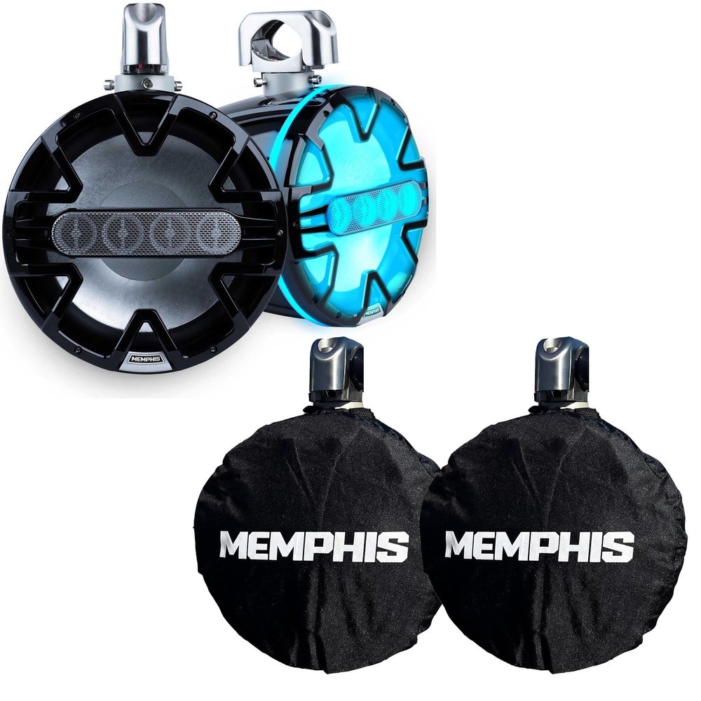 Memphis Audio 1 Pair of MM105TB 10" Tower Speakers with Advanced Tower Array Construction and MM105TCVR 10" Outdoor Cover