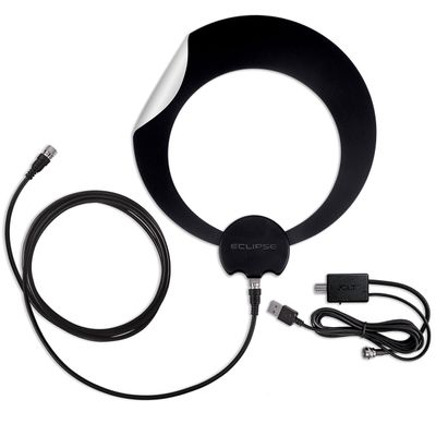 Antennas Direct ClearStream Eclipse Amplified UHF Indoor TV Antenna, Reversible, 50+ Mile Range w/ 12 ft. Cable, Jolt Switch USB Amplifier