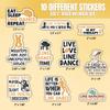 10pcs Line Dancing Sticker Sheet, Funny and Cute Vinyl Decals for Dancers, Country Music Fans, and Western Lovers, Waterproof, UV-Resistant, for Laptop, Water Bottle, Journal, Notebook, Phone Case view 2