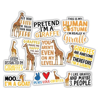 10pcs Giraffe Lover Sticker Sheet, Cute Vinyl Decals for Animal Lovers, Giraffle Fans, and Wildlife Enthusiasts, Waterproof, UV-Resistant, for Laptop, Water Bottle, Journal, Notebook, Phone Case