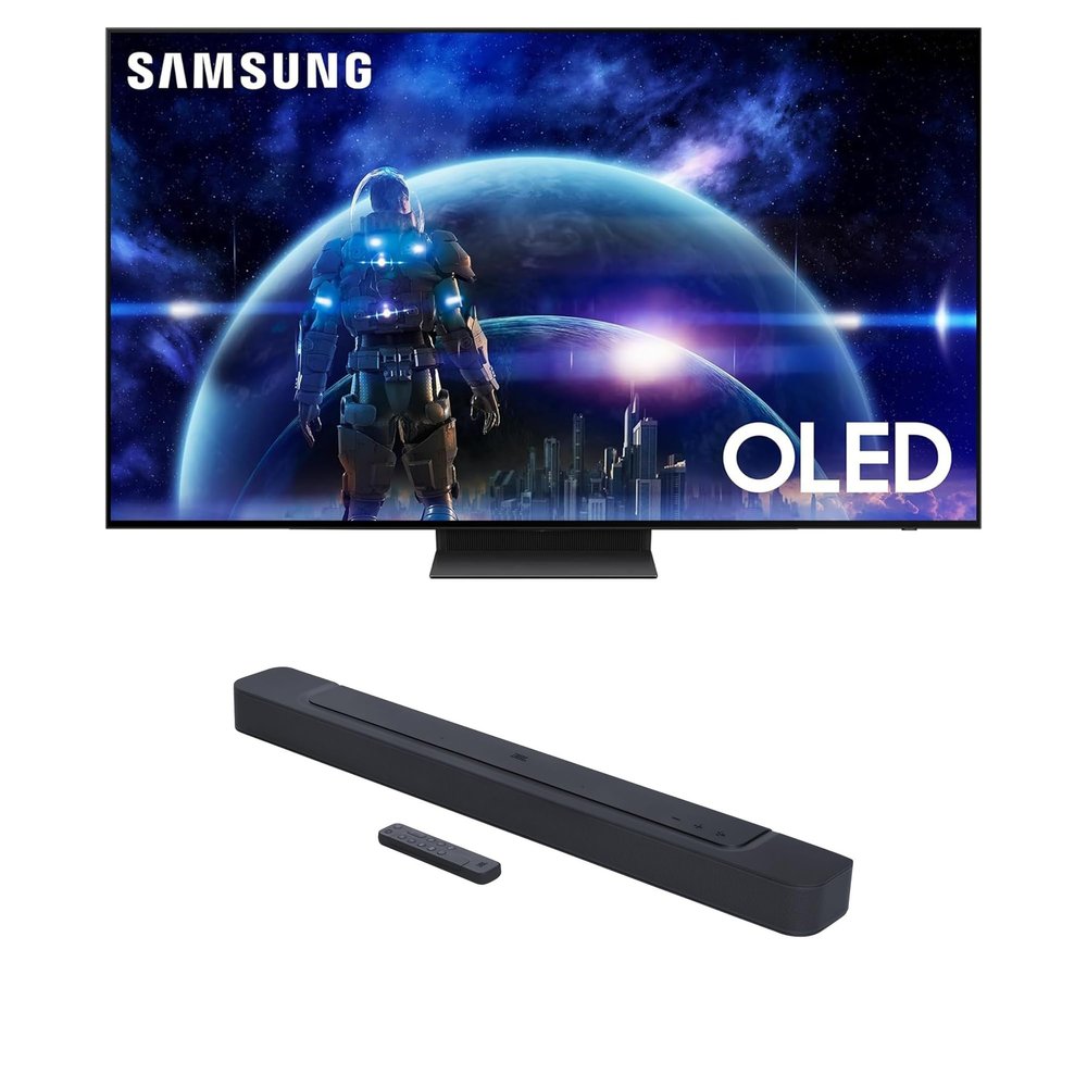 Samsung QN48S90DAEXZA 48 Inch 4K OLED Smart TV with Dolby Atmos and a JBL BAR-300 5.0ch Soundbar with MultiBeam Sound and Dolby Atmos (2024)