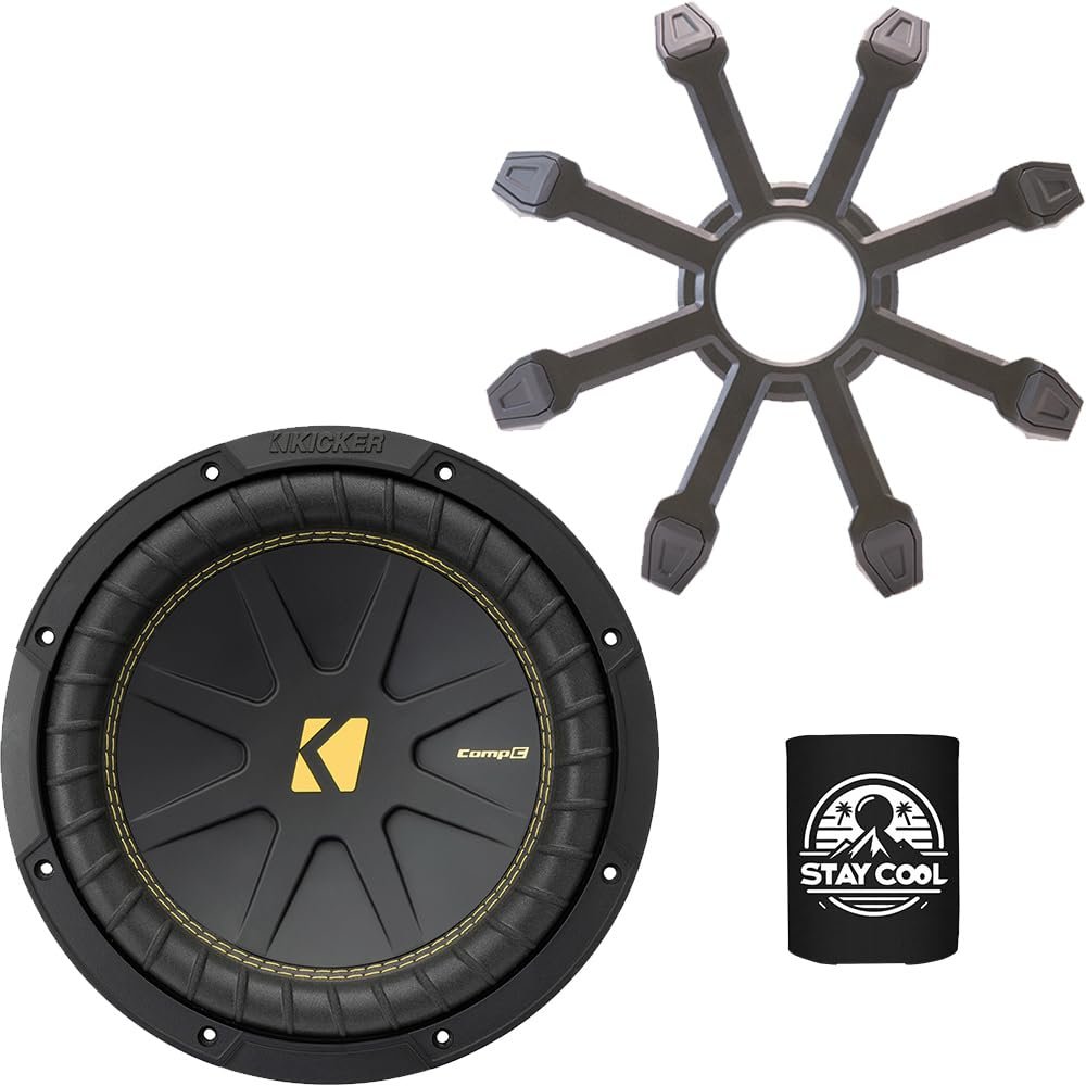 KICKER Subwoofer and Grille Package of 2 Items: 12" CompC Subwoofer DVC 4-ohm with ABS Grille - 50CWCD124 Sub & 43CWR12G Grill