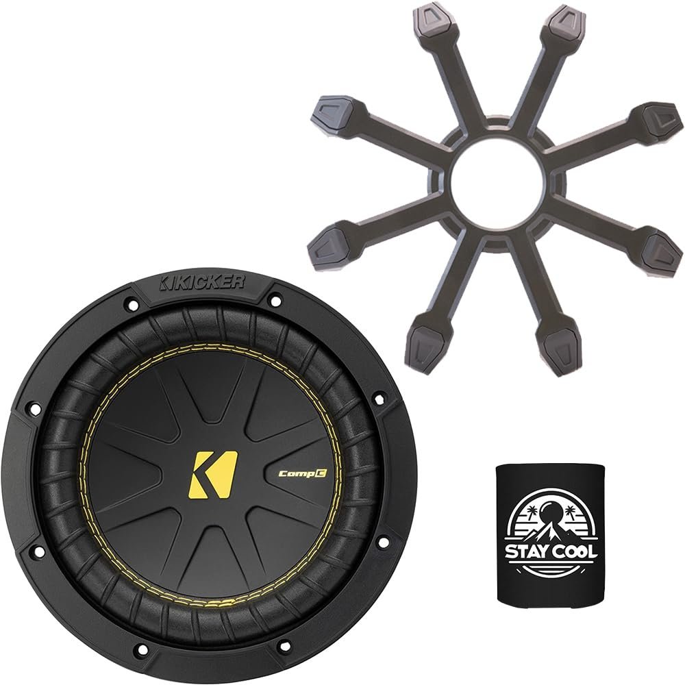 KICKER Subwoofer and Grille Package of 2 Items: 8" CompC Subwoofer SVC 4-ohm with ABS Grille - 50CWCS84 Sub & 43CWR8G Grill
