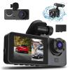 3 Channel Dash Cam, 1080P Dash Cam Front and Rear Inside, Three Way Dash Camera for Cars, Car Camera with 32GB Card, 24H Parking Mode, Loop Recording, Super Night Vision view 1