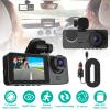 3 Channel Dash Cam, 1080P Dash Cam Front and Rear Inside, Three Way Dash Camera for Cars, Car Camera with 32GB Card, 24H Parking Mode, Loop Recording, Super Night Vision view 2