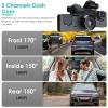 3 Channel Dash Cam, 1080P Dash Cam Front and Rear Inside, Three Way Dash Camera for Cars, Car Camera with 32GB Card, 24H Parking Mode, Loop Recording, Super Night Vision view 3
