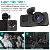 3 Channel Dash Cam, 1080P Dash Cam Front and Rear Inside, Three Way Dash Camera for Cars, Car Camera with 32GB Card, 24H Parking Mode, Loop Recording, Super Night Vision view 4