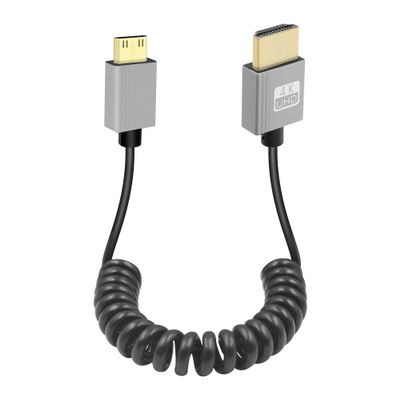 GELRHONR Mini HDTV Coiled Cable, 4K/60Hz Thin Mini HDTV Cable Short 18Gbps 3D, Support 3D, for DSLR Camera Camcorder, HDTV, Laptop (Straight)